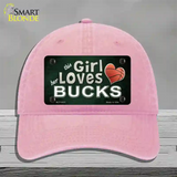 This Girl Loves Her Bucks Novelty License Plate Hat Unconstructed Cotton / Pink