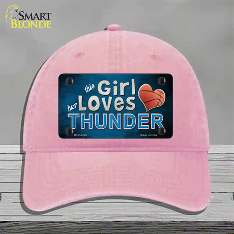 This Girl Loves Her Thunder Novelty License Plate Hat Unconstructed Cotton / Pink