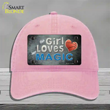 This Girl Loves Her Magic Novelty License Plate Hat Unconstructed Cotton / Pink