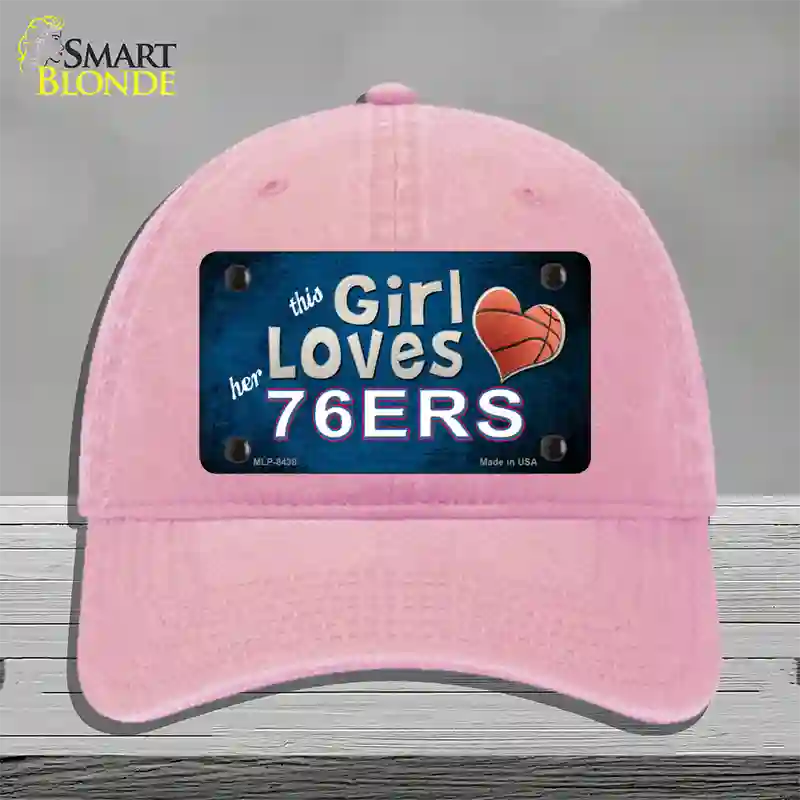 This Girl Loves Her 76ers Novelty License Plate Hat Unconstructed Cotton / Pink