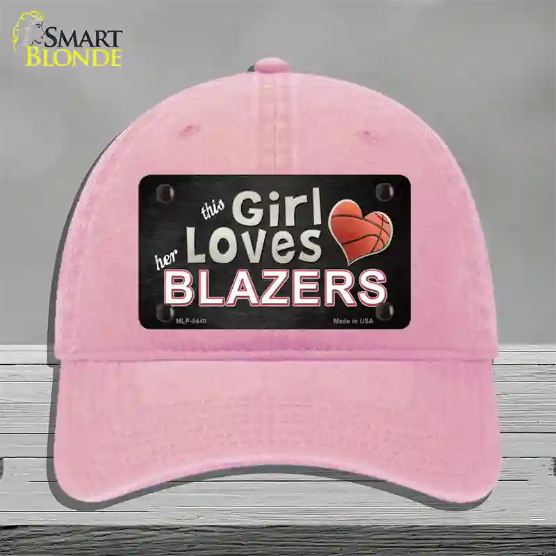 This Girl Loves Her Blazers Novelty License Plate Hat Unconstructed Cotton / Pink