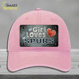 This Girl Loves Her Spurs Novelty License Plate Hat Unconstructed Cotton / Pink