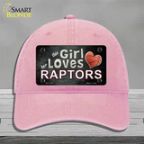 This Girl Loves Her Raptors Novelty License Plate Hat Unconstructed Cotton / Pink