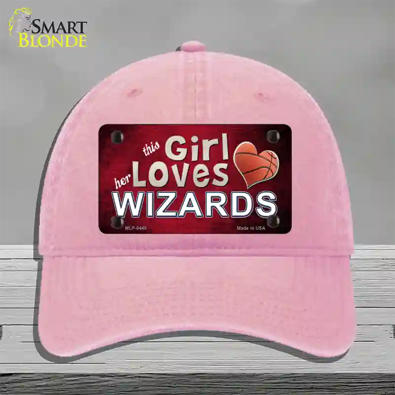 This Girl Loves Her Wizards Novelty License Plate Hat Unconstructed Cotton / Pink