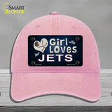 This Girl Loves Her Jets Hockey Novelty License Plate Hat Unconstructed Cotton / Pink