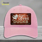 This Girl Loves Her Ducks Novelty License Plate Hat Unconstructed Cotton / Pink