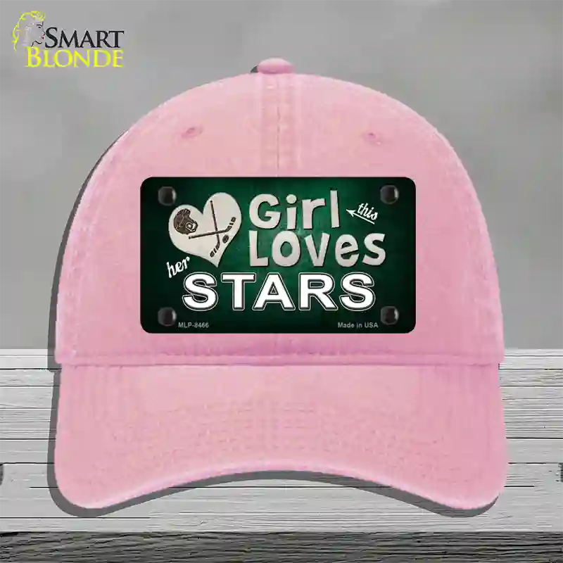 This Girl Loves Her Stars Novelty License Plate Hat Unconstructed Cotton / Pink