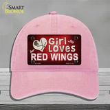 This Girl Loves Her Red Wings Novelty License Plate Hat Unconstructed Cotton / Pink