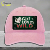 This Girl Loves Her Wild Novelty License Plate Hat Unconstructed Cotton / Pink