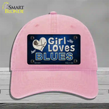 This Girl Loves Her Blues Novelty License Plate Hat Unconstructed Cotton / Pink