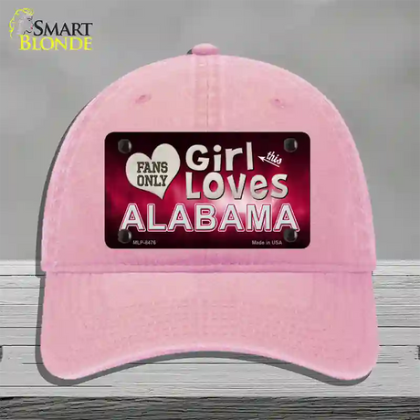 This Girl Loves Alabama Novelty License Plate Hat Unconstructed Cotton / Pink