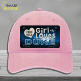 This Girl Loves Duke Novelty License Plate Hat Unconstructed Cotton / Pink