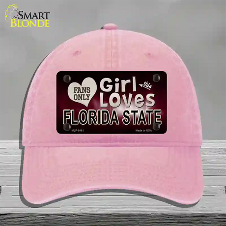 This Girl Loves Florida State Novelty License Plate Hat Unconstructed Cotton / Pink