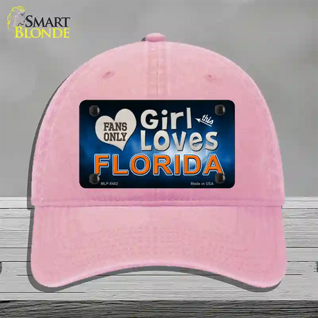 This Girl Loves Florida Novelty License Plate Hat Unconstructed Cotton / Pink