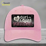 This Girl Loves Georgia Novelty License Plate Hat Unconstructed Cotton / Pink