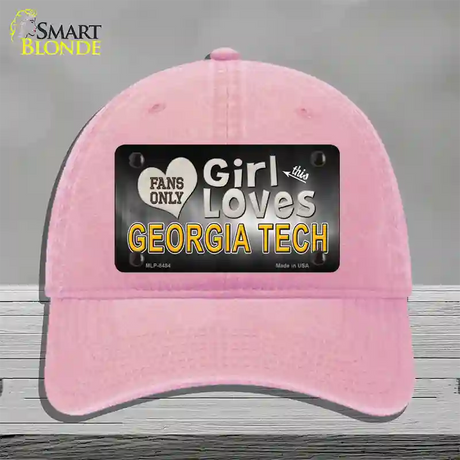 This Girl Loves Georgia Tech Novelty License Plate Hat Unconstructed Cotton / Pink