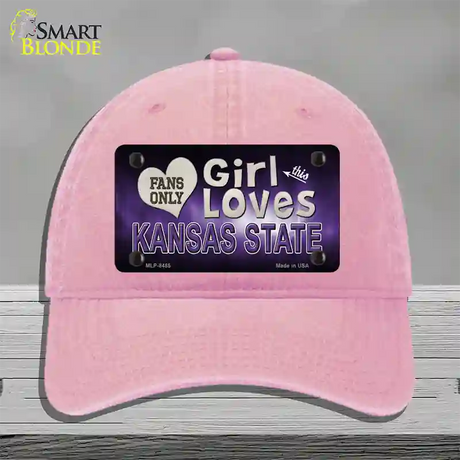 This Girl Loves Kansas State Novelty License Plate Hat Unconstructed Cotton / Pink