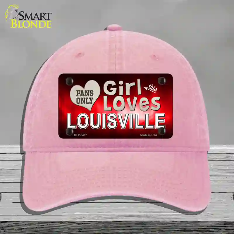 This Girl Loves Louisville Novelty License Plate Hat Unconstructed Cotton / Pink