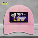 This Girl Loves LSU Novelty License Plate Hat Unconstructed Cotton / Pink