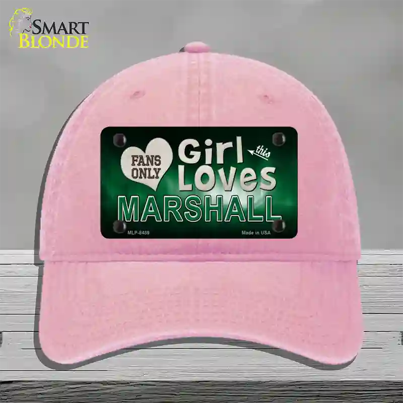 This Girl Loves Marshall Novelty License Plate Hat Unconstructed Cotton / Pink