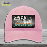 This Girl Loves Miami Novelty License Plate Hat Unconstructed Cotton / Pink