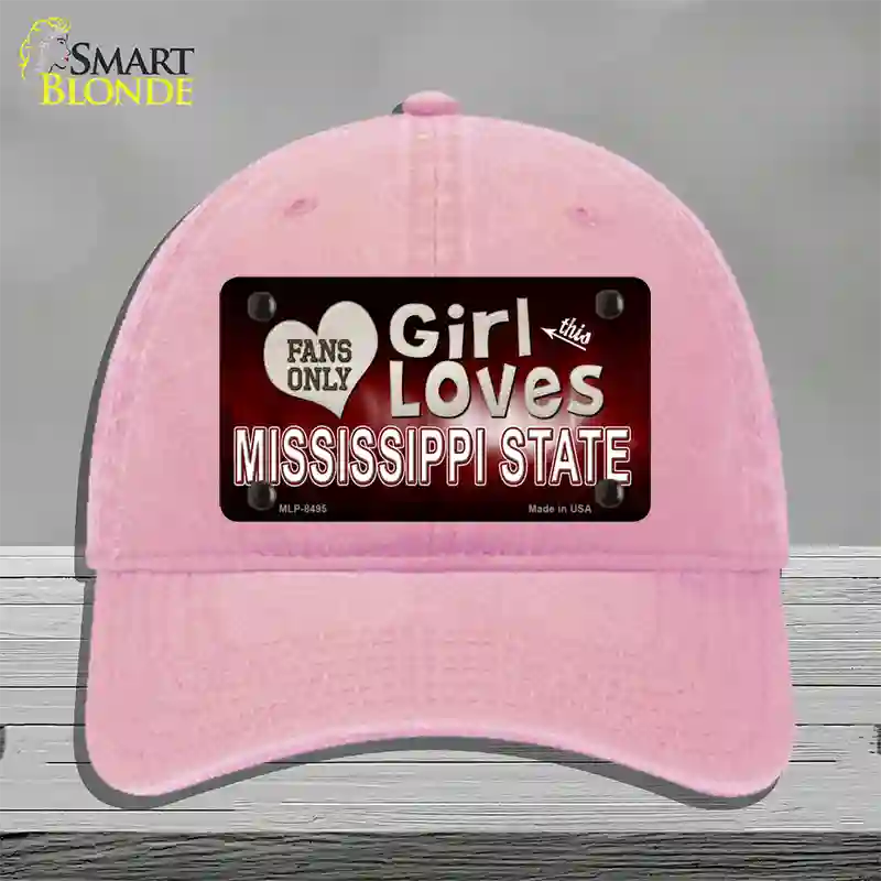 This Girl Loves Mississippi State Novelty License Plate Hat Unconstructed Cotton / Pink