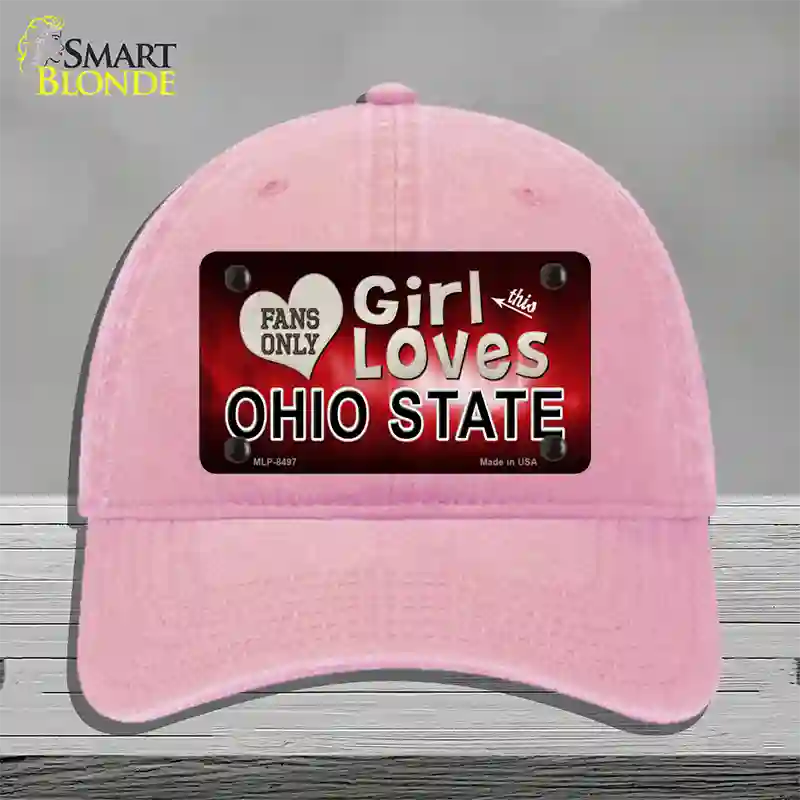 This Girl Loves Ohio State Novelty License Plate Hat Unconstructed Cotton / Pink