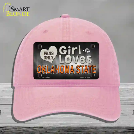 This Girl Loves Oklahoma State Novelty License Plate Hat Unconstructed Cotton / Pink