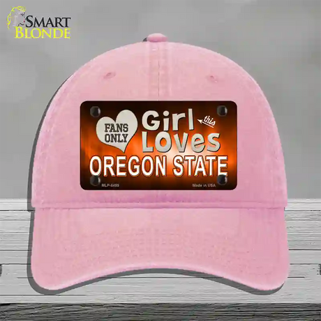 This Girl Loves Oregon State Novelty License Plate Hat Unconstructed Cotton / Pink