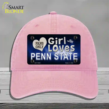 This Girl Loves Penn State Novelty License Plate Hat Unconstructed Cotton / Pink