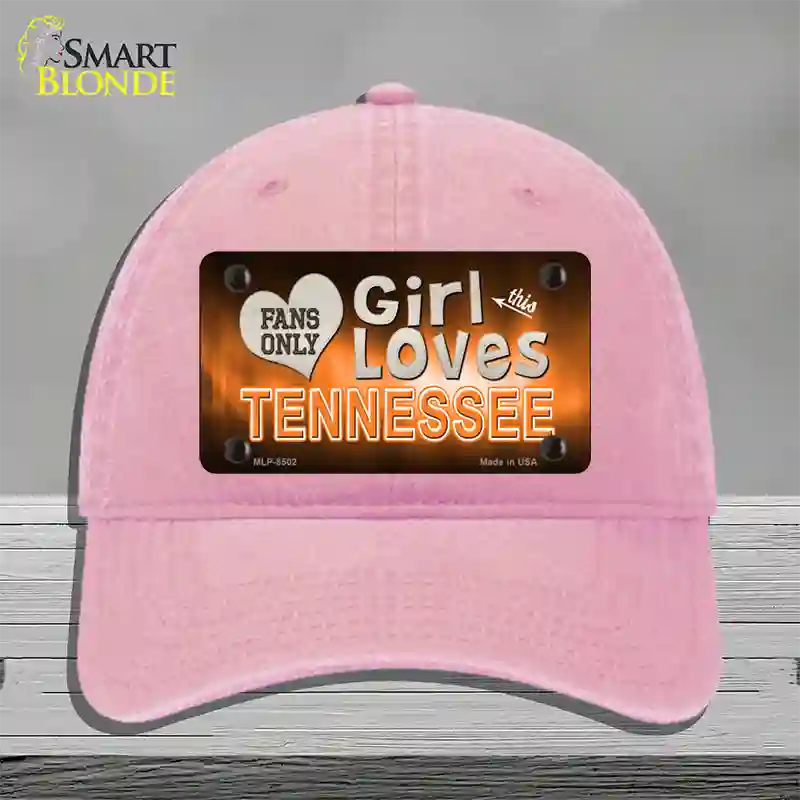 This Girl Loves Tennessee Novelty License Plate Hat Unconstructed Cotton / Pink