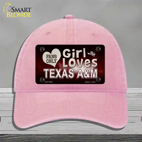 This Girl Loves Texas A&M Novelty License Plate Hat Unconstructed Cotton / Pink