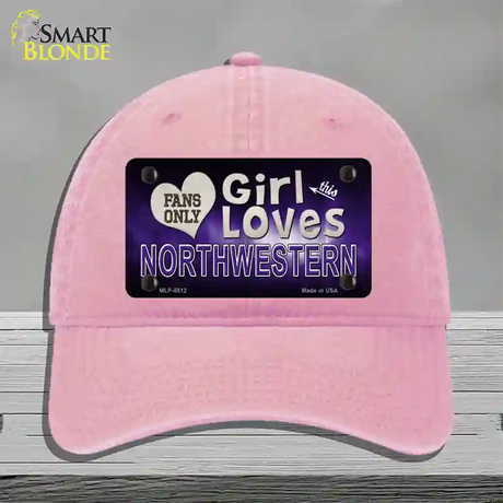 This Girl Loves Northwestern Novelty License Plate Hat Unconstructed Cotton / Pink