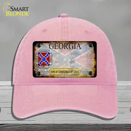 Georgia Rusty State Novelty License Plate Hat Unconstructed Cotton / Pink