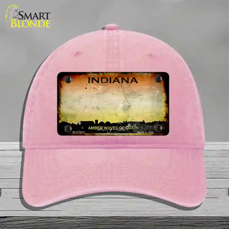 Indiana Rusty State Novelty License Plate Hat Unconstructed Cotton / Pink