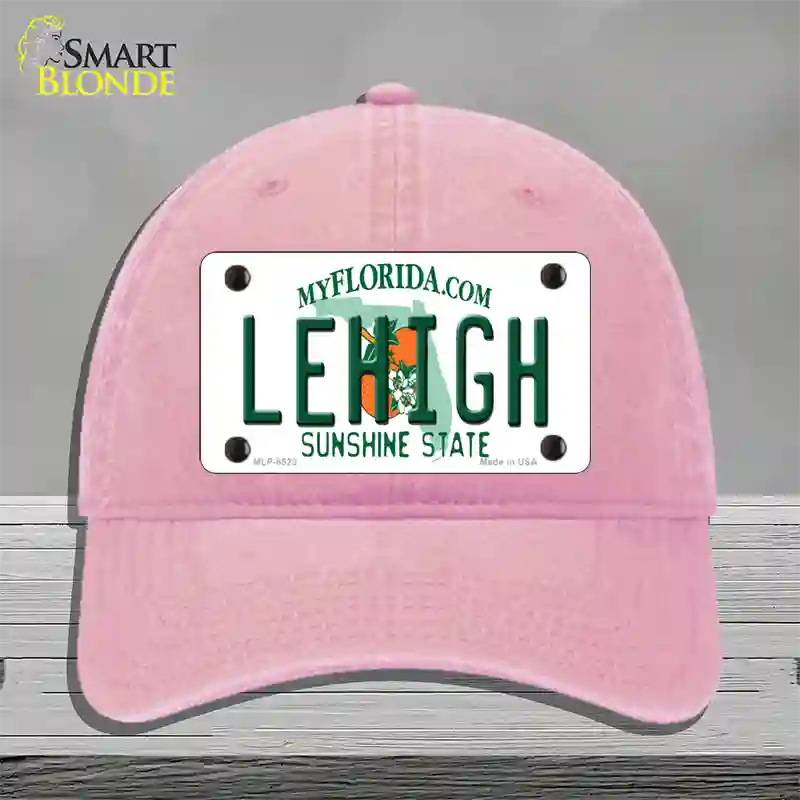 Lehigh FL Novelty License Plate Hat Unconstructed Cotton / Pink