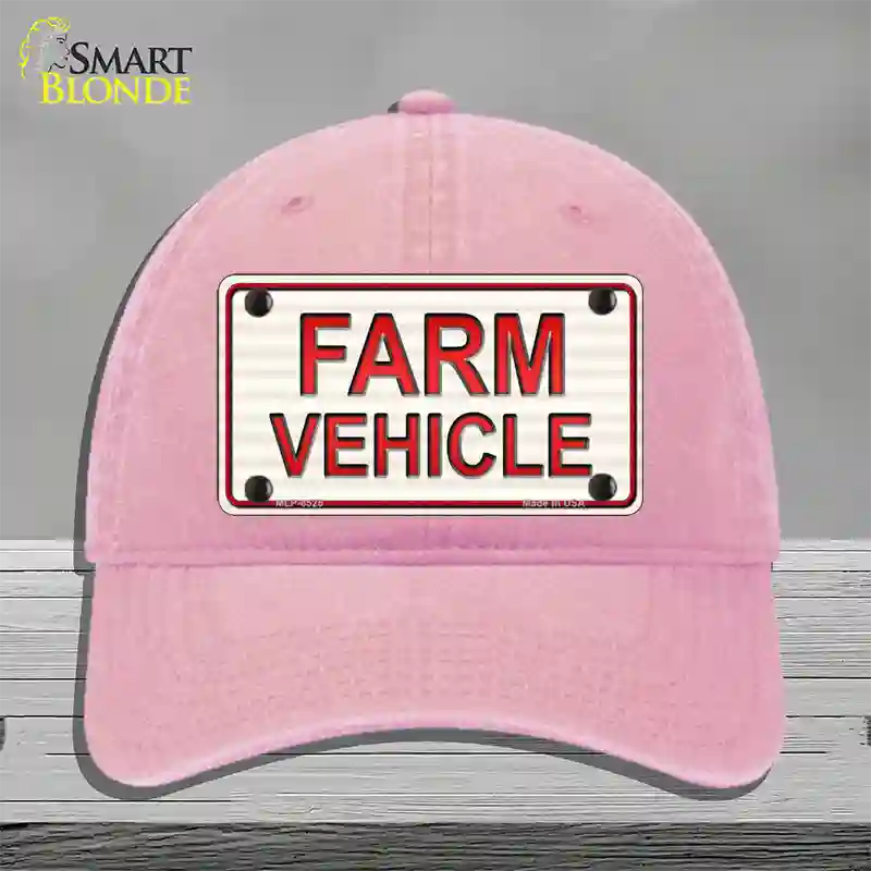 Farm Vehicle Novelty License Plate Hat Unconstructed Cotton / Pink