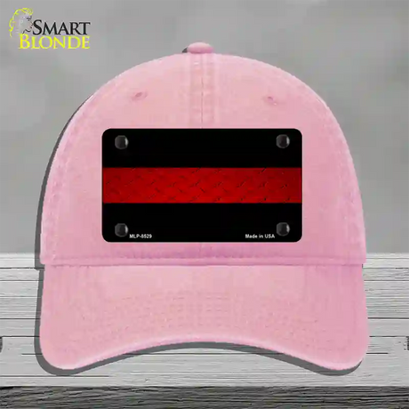 Fire Diamond Thin Red Line Novelty License Plate Hat Unconstructed Cotton / Pink