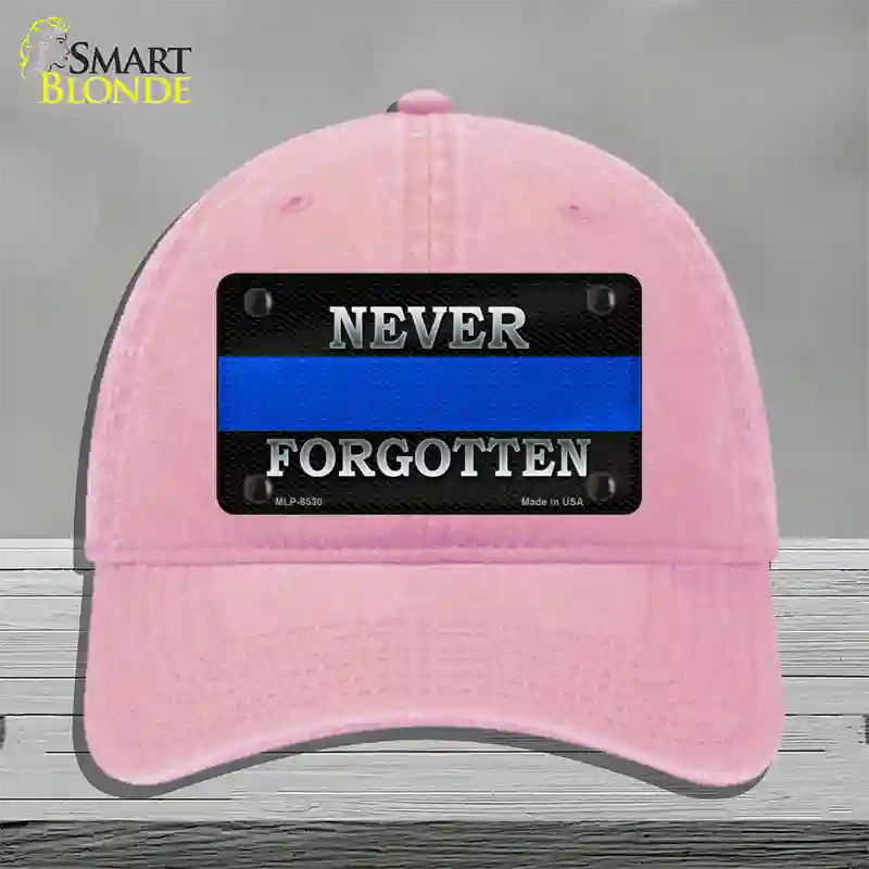 Never Forgotten Thin Blue Line Novelty License Plate Hat Unconstructed Cotton / Pink