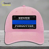 Never Forgotten Thin Blue Line Novelty License Plate Hat Unconstructed Cotton / Pink