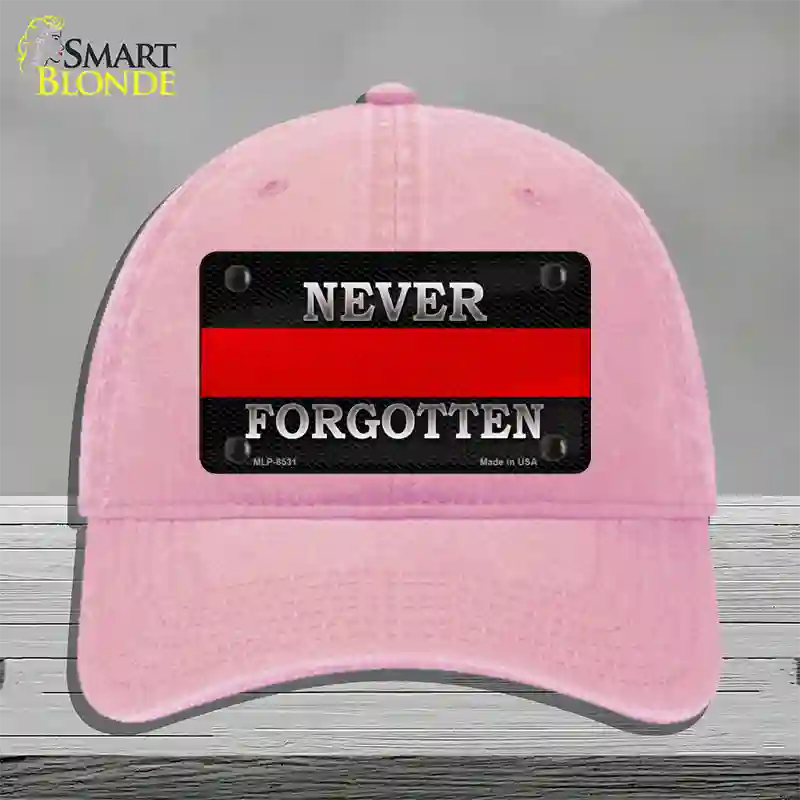 Never Forgotten Thin Red Line Novelty License Plate Hat Unconstructed Cotton / Pink