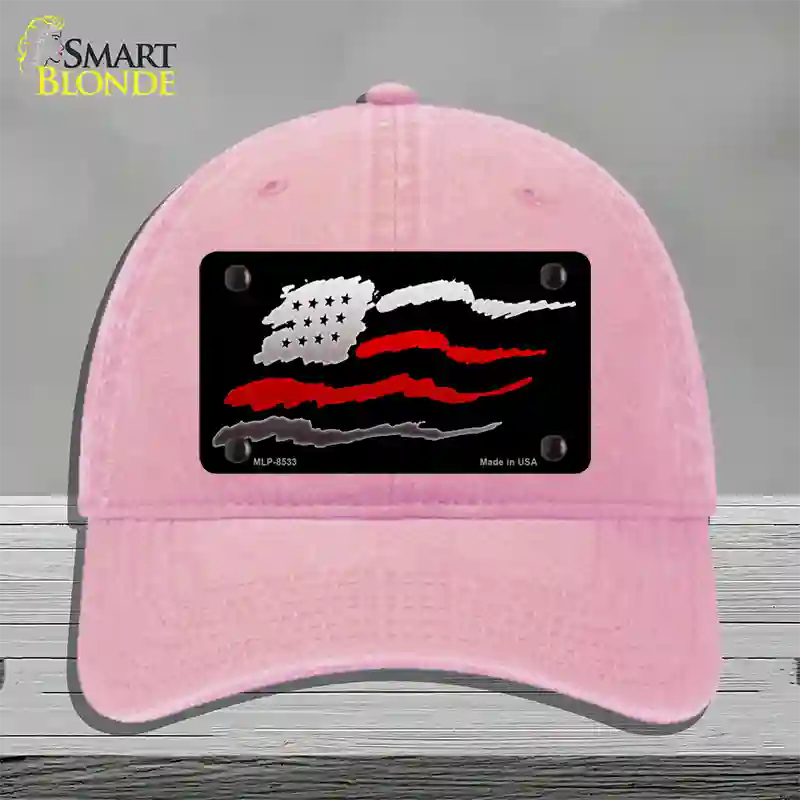 Thin Red Line Flag Novelty License Plate Hat Unconstructed Cotton / Pink