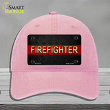 Firefighter Thin Red Line Novelty License Plate Hat Unconstructed Cotton / Pink