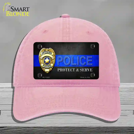 Police Badge Thin Blue Line Novelty License Plate Hat Unconstructed Cotton / Pink