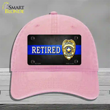 Retired Police Thin Blue Line Novelty License Plate Hat Unconstructed Cotton / Pink