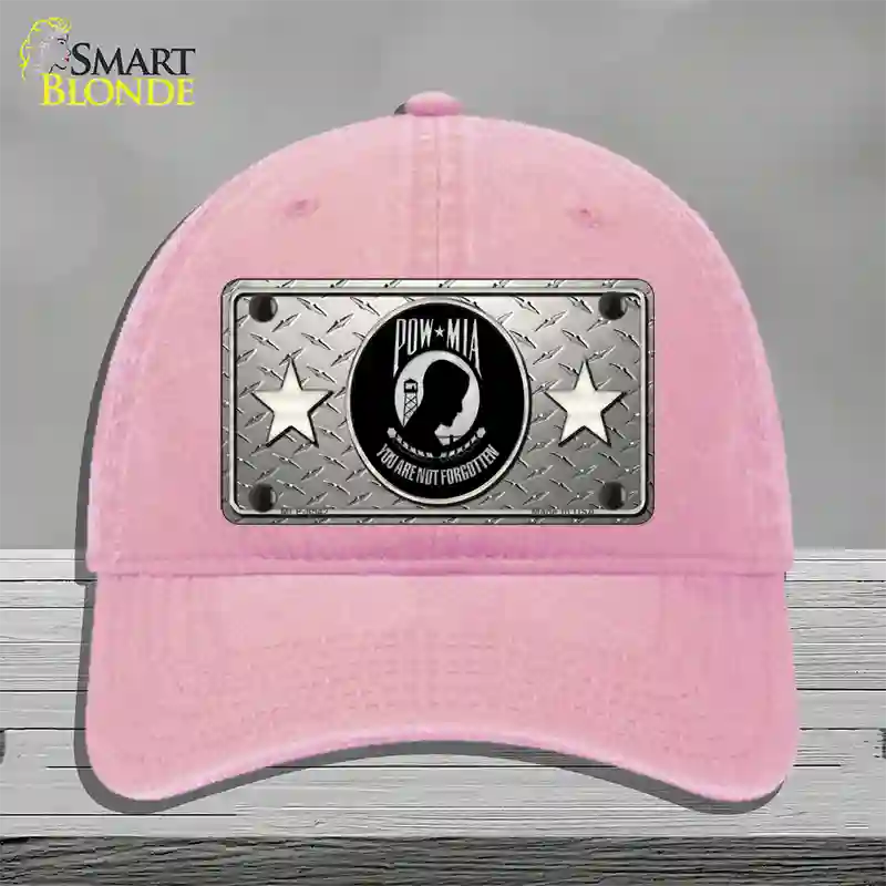 POW MIA Diamond Novelty License Plate Hat Unconstructed Cotton / Pink