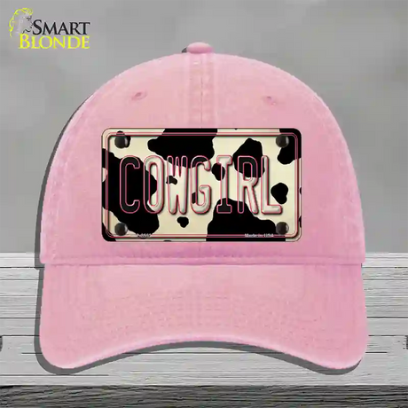 Cowgirl Cow Novelty License Plate Hat Unconstructed Cotton / Pink