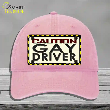 Caution Gay Driver Novelty License Plate Hat Unconstructed Cotton / Pink