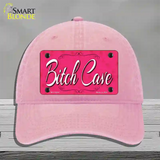 Bitch Cave Novelty License Plate Hat Unconstructed Cotton / Pink