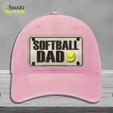 Softball Dad Novelty License Plate Hat Unconstructed Cotton / Pink